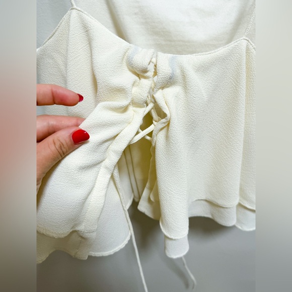 Free People ivory lace back flowy white tank top crop top medium boho beach cute - Picture 5 of 8